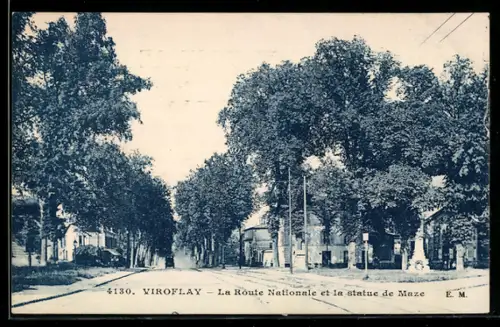 AK Viroflay, La Route Nationale et la statue de Maze