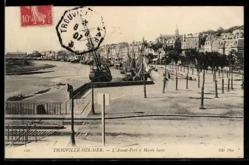 AK Trouville-sur-Mer, L`Avant-Port à Marée basse