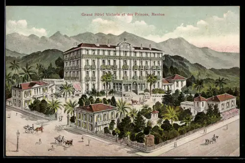 Künstler-AK Menton, Grand Hotel Victoria et des Princes