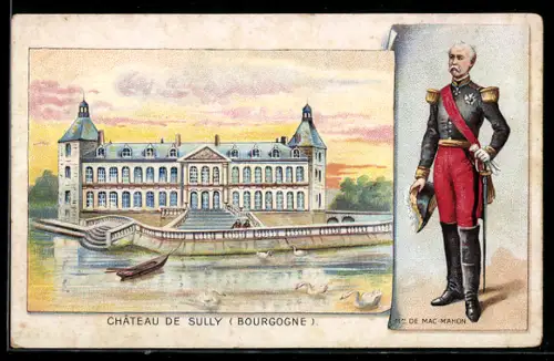 Lithographie Sully /Bourgogne, Château de Sully, Patrice de Mac Mahon, maréchal de France