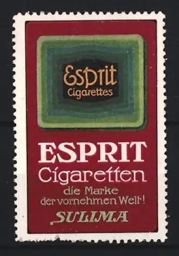 Reklamemarke Esprit, Cigarettes, die Marke der vornehmen Welt, Sulima-Logo