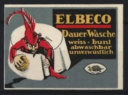 Reklamemarke Elbeco, Dauer-Wäsche, Kobold mit Bürste