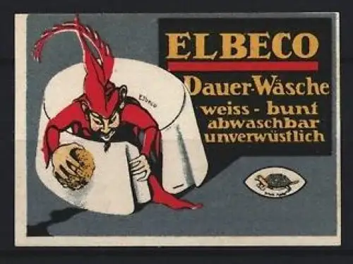 Reklamemarke ELBECO Dauer-Wäsche, Harkelin mit Hemdkragen