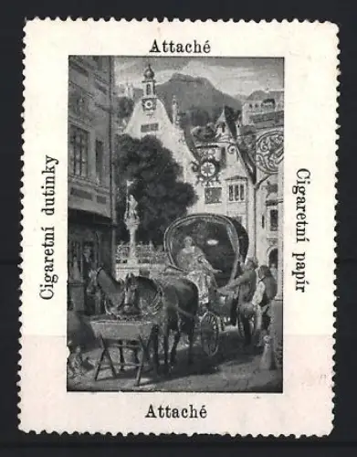 Reklamemarke Attaché, Zigarettenpapier, Pferdekutsche