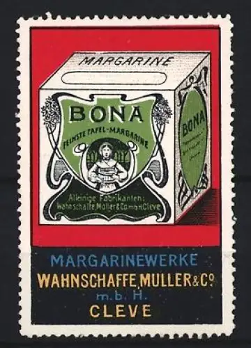 Reklamemarke Cleve, Margarinewerke Wahnschaffe, Müller & Co., Margarinewürfel
