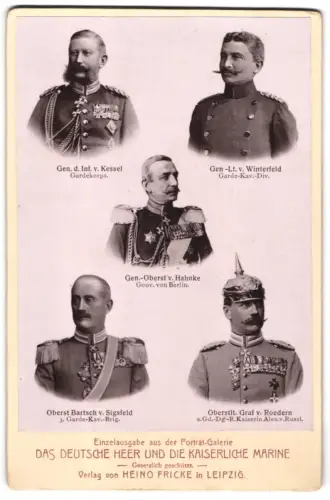 Fotografie Heino Fricke, Leipzig, Porträts Gen. d. Inf. v. Kassel, Oberst Bartsch v. Sigsfeld, Gen-Lt. v. Winterfeld