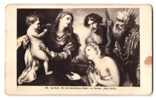 Fotografie unbekannter Fotograf und Ort, Die drei büssfertigen Sünder vor Christus, nach einem Gemälde