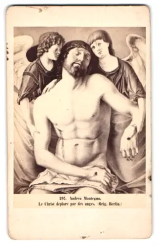 Fotografie unbekannter Fotograf und Ort, Darstellung von Christus mit Engeln, nach einem Gemälde