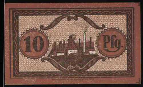 Notgeld Neunkirchen /Saar 1920, 10 Pfennig, Industrielandschaft mit Kohlenzeche
