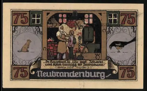Notgeld Neubrandenburg 1921, 75, Szenen mit Handwerkern und Versammlung im Ratskeller