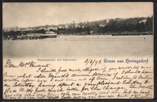 AK Heringsdorf, Strandpartie mit Damenbad