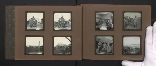 Fotoalbum mit 94 Fotografien, Ulanen & Husaren in Russland, Flak-MG, Pferdebahn / Kleinbahn