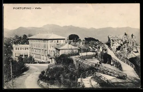 AK Portofino, Vetta, Panorama con Grand Hôtel e sentieri panoramici