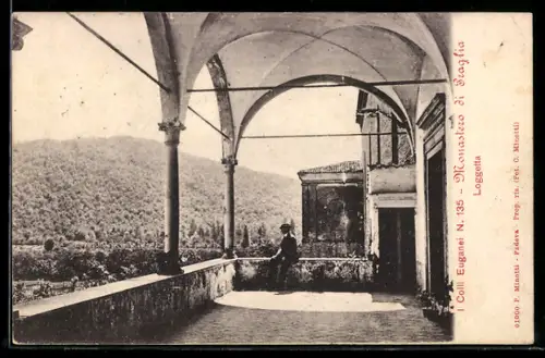 AK Teolo, Colli Euganei, Monastero di Praglia, Loggetta con vista panoramica sui colli