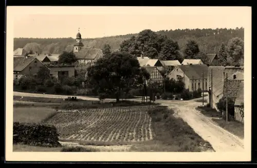 AK Raben i. Fläming, Blick auf den Ort mit Kirche