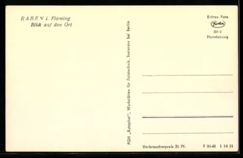 AK Raben i. Fläming, Blick auf den Ort mit Kirche