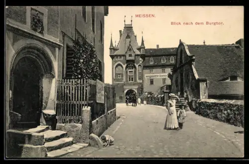 AK Meissen, Blick nach dem Burgtor