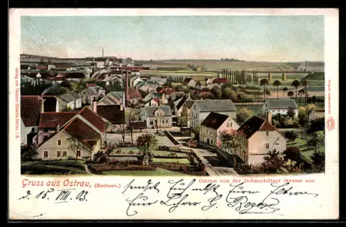 AK Ostrau /Sachsen, Teilansicht von der Delmschützer Strasse aus