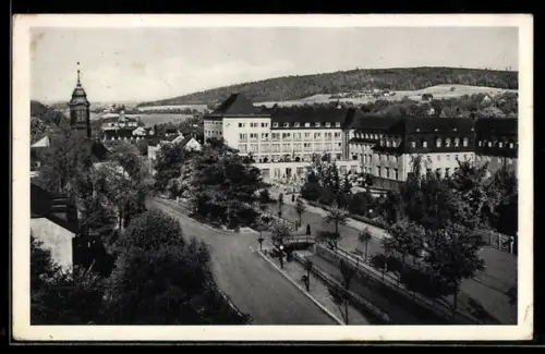 AK Oberschlema i. Erzgeb., Kurhotel und Kirche