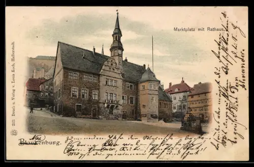 AK Blankenburg, Marktplatz mit Rathaus