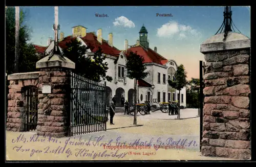 AK Königsbrück, Truppenübungsplatz, Neues Lager, Wache, Postamt