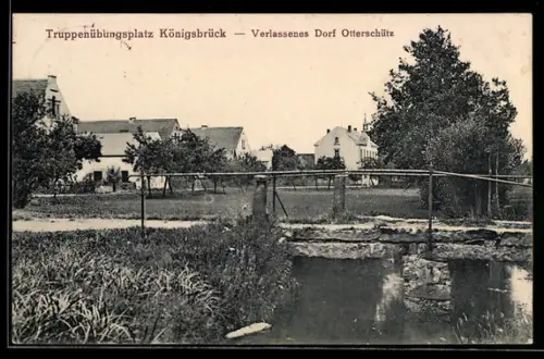 AK Königsbrück, Truppenübungsplatz, Verlassenes Dorf Otterschütz, Partie bei Brücke