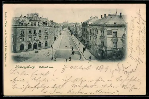 AK Ludwigsburg, Myliusstrasse mit Passanten