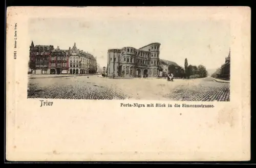 AK Trier, Porta Nigra mit Blick in die Simeonsstrasse