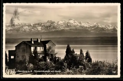 AK Meersburg a. B., Fürstenhäuschen mit Blick auf den Säntis