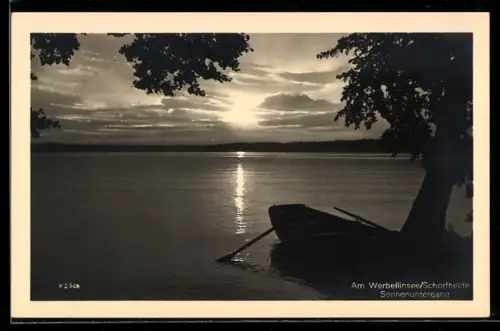 AK Schorfheide, Uferpartie am Werbellinsee bei Sonnenuntergang