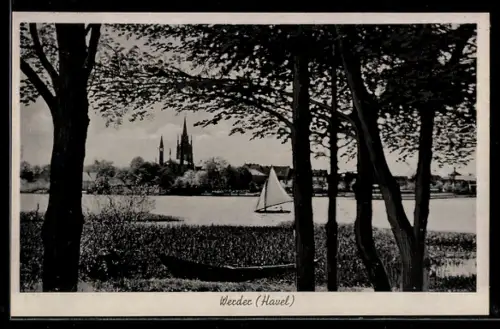 AK Werder /Havel, Blick über den See auf die Inselstadt