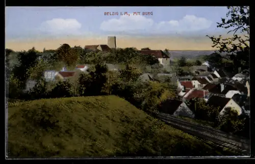 AK Belzig, Ortsansicht mit Burg