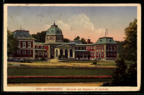 AK Bad Oeynhausen, Kurpark mit Badehaus IV, Solbad