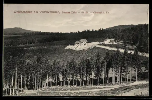 AK Zella, Waldschänke am Veilchenbrunn, Strasse Zella-St. Blasii-Oberhof i. Th.
