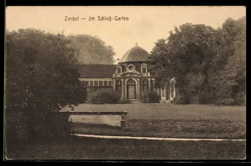 AK Zerbst, Partie im Schloss-Garten