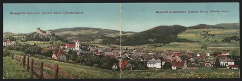 Klapp-AK Neumarkt in Steiermark, Ortsansicht mit Kirche