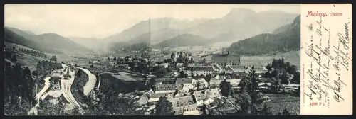 Klapp-AK Neuberg, Panorama mit Bahnhof