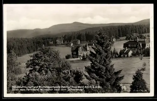 AK Oberhof, Blick vom Parkhotel Wünscher nach dem Schneekopf