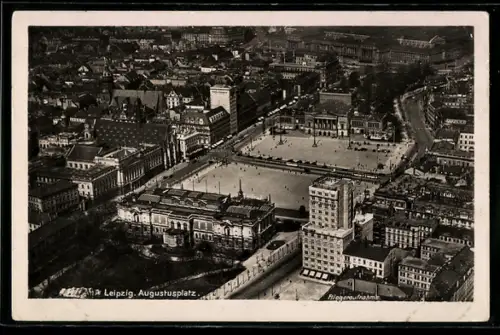 AK Leipzig, Blick auf den Augustusplatz, Fliegeraufnahme