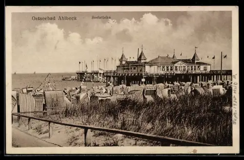 AK Ahlbeck / Ostsee, Blick zur Seebrücke