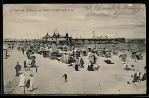AK Ahlbeck, Strand und Seebrücke