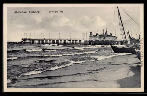 AK Ahlbeck, Bewegte See am Strand