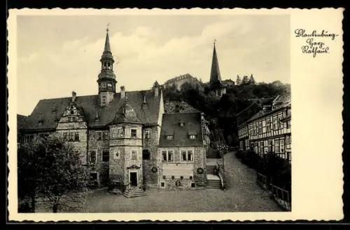AK Blankenburg /Harz, Ortspartie mit Rathaus