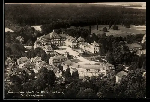 AK Arolsen, Ansicht vom Schloss, Fliegeraufnahme