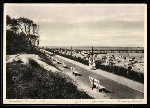 AK Graal i. M., Strandpromenade mit Landungsbrücke