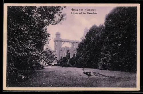 AK Berlin-Wannsee, Nikolskoe, Schloss auf der Pfaueninsel