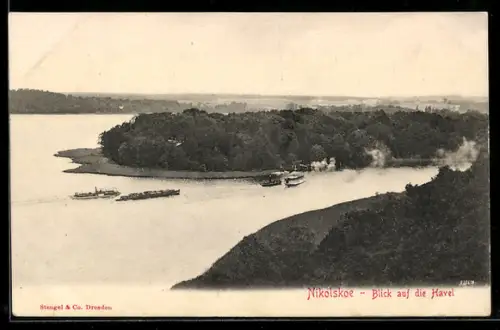 AK Berlin-Wannsee, Nikolskoe, Blick auf die Havel