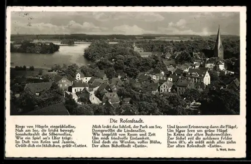 AK Eutin, Stadtansicht mit See und Kirche