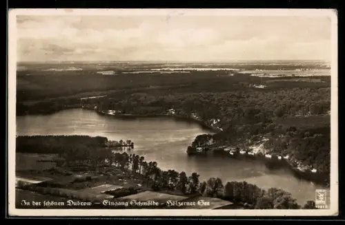 AK Dubrow, Eingang Schmölde, Hölzerner See