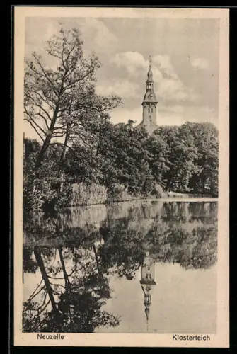 AK Neuzelle, Blick über den Klosterteich auf das Kloster
